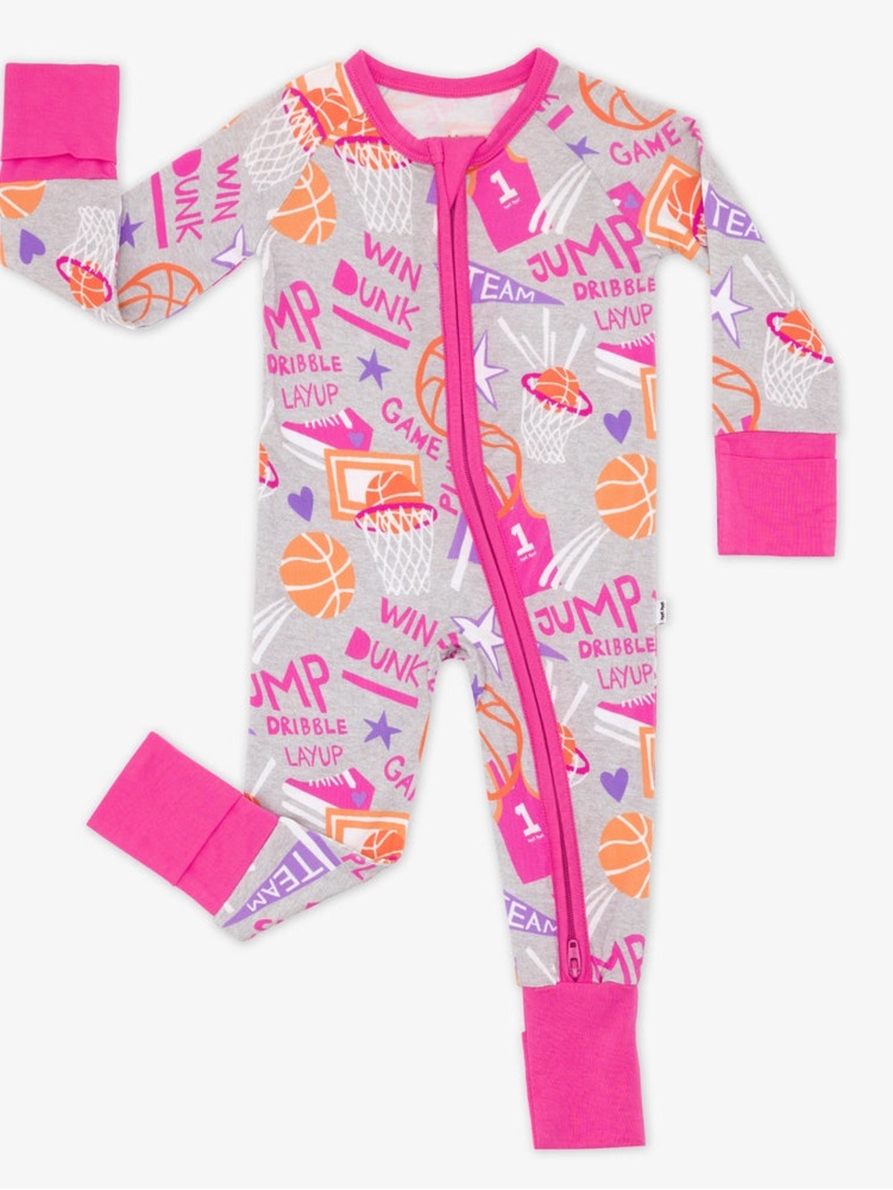 Little Sleepies Baby Basketball Print Zip Footed Pajamas